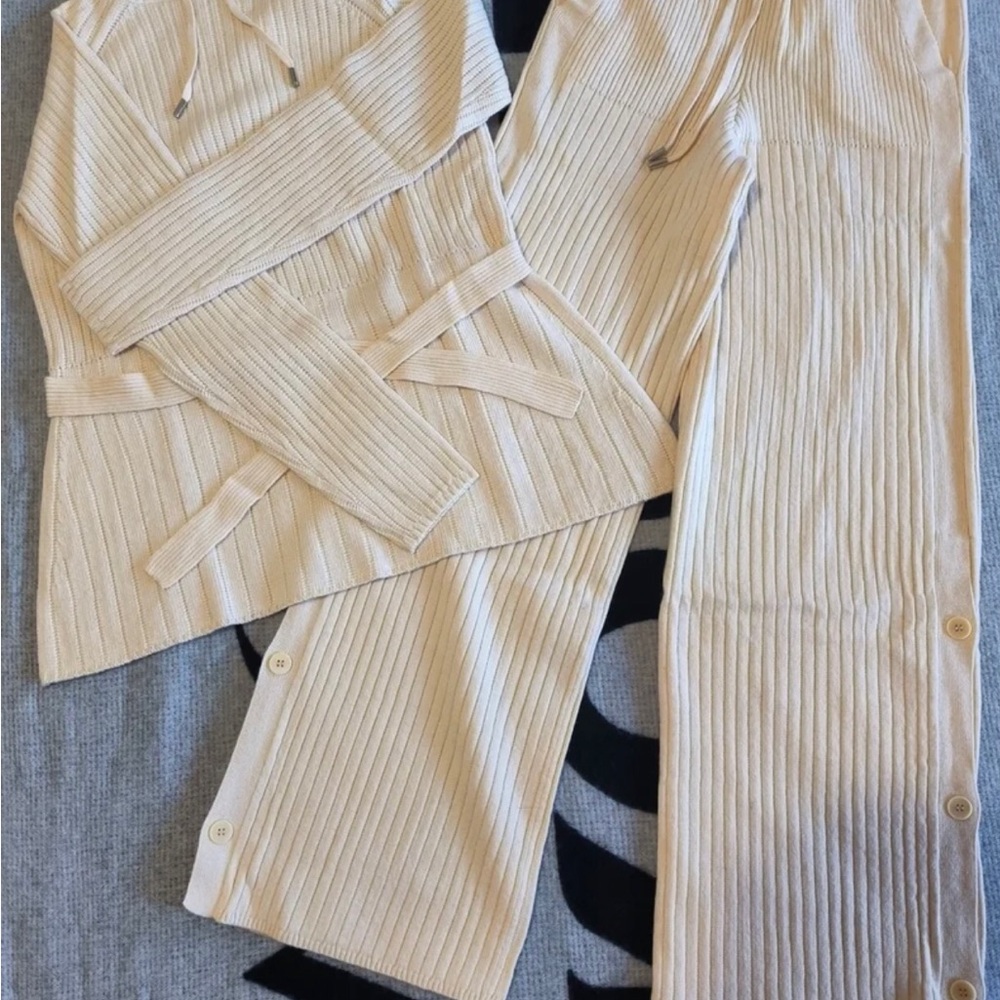 Loro Piana Cream Ribbed Cowl Neck Sweater